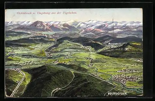 AK Vöcklabruck, Landkarte mit Puchheim, Attnang & Rutzenmoos