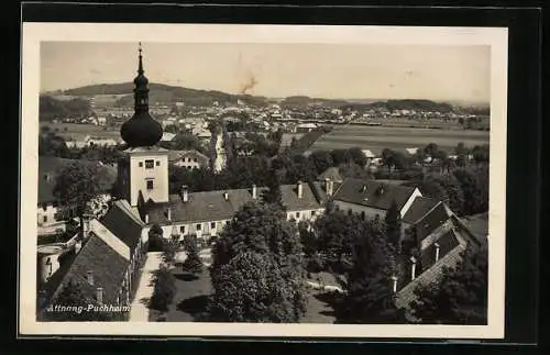 AK Attnang-Puchheim, Ortspanorama aus der Vogelschau