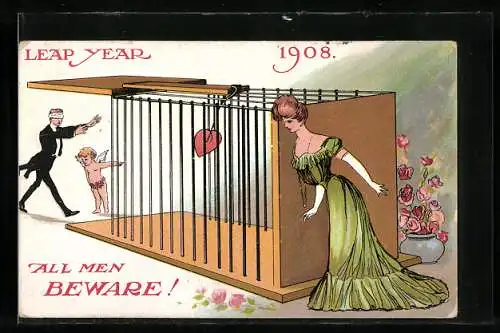 Künstler-AK Amor fängt der Dame einen Mann