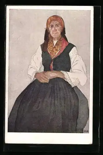 Künstler-AK Kärtner Trachtenbilder, Frau aus Fürnitz