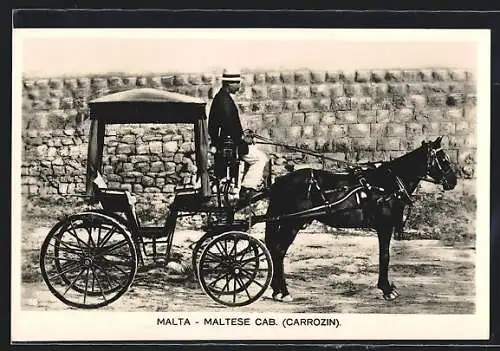 AK Malta, Maltese Cab, Pferdekutsche wartet auf Fahrgäste