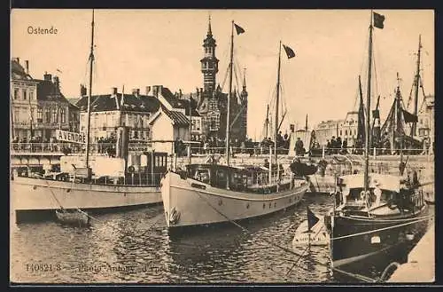 AK Ostende, Schiffe am Hafen
