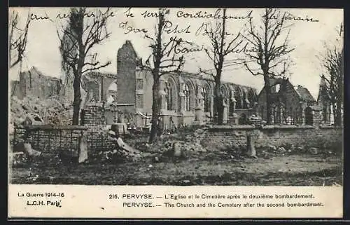 AK Pervyse, The Church and the Cemetery after the second bombardment