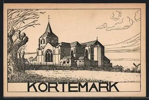 Künstler-AK Kortemark, Ansicht der Kirche