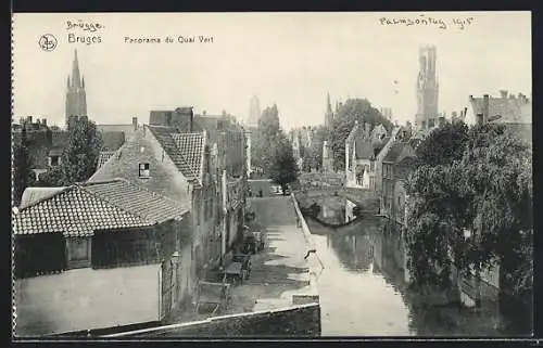 AK Bruges, Panorama du Quai Vert