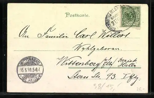 Lithographie Zwerg zündet Kanone an, Zwerg kippt um, Fröhliche Pfingsten