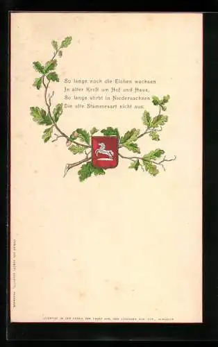 Präge-Künstler-AK Wappen von Niedersachsen