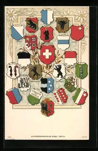 AK Zürich, Schweizer Wappen, Luzern, Bern, Uri