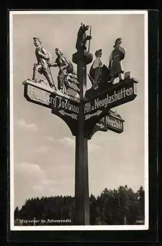 AK Todtnau /Schwarzwald, Wegweiser Feldberg Todtnau und Alt u. Neuglashütten