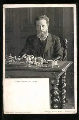 AK Bürgermeister Carl Lueger am Tisch sitzend