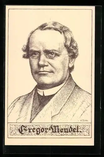 AK Porträtbild von Gregor Mendel