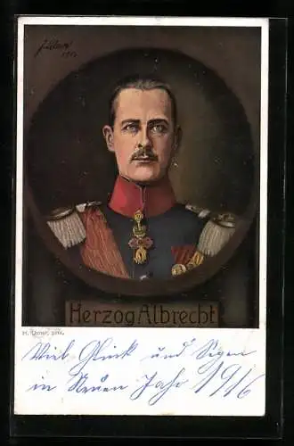 AK Herzog Albrecht von Württemberg in Uniform mit Orden