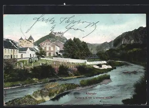AK Altenahr, Partie an der Ahr und weisses Kreuz