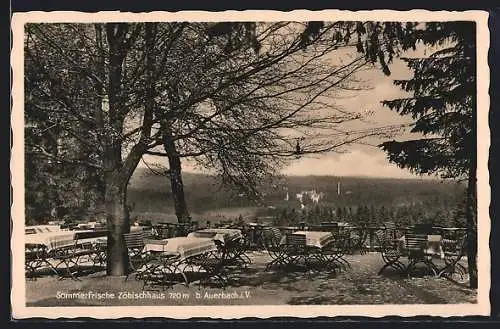 AK Auerbach i. V., Gasthaus Zöbischhaus, Gartenterrasse