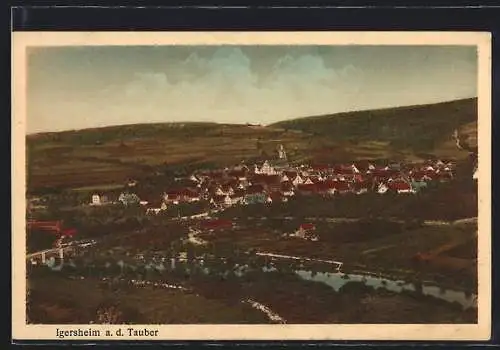 AK Igersheim a. d. Tauber, Ortsansicht mit Flusspartie