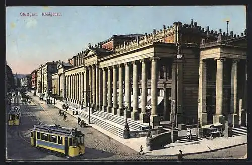 AK Stuttgart, Strassenbahn am Königsbau
