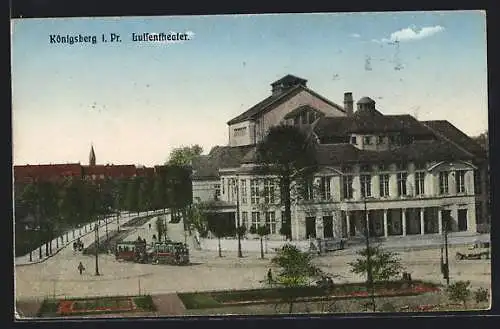 AK Königsberg i. Pr., Strassenbahn am Luifentheater