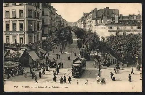 AK Lyon, Cours de la Liberte, Strassenbahn