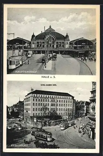 AK Halle a. S., Hauptbahnhof, Riebeckplatz