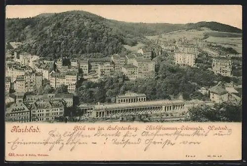 AK Karlsbad, Blick von der Hubertusburg auf Mühlbrunnen-Colonnade