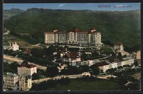 AK Karlsbad, Hotel Imperial aus der Vogelschau