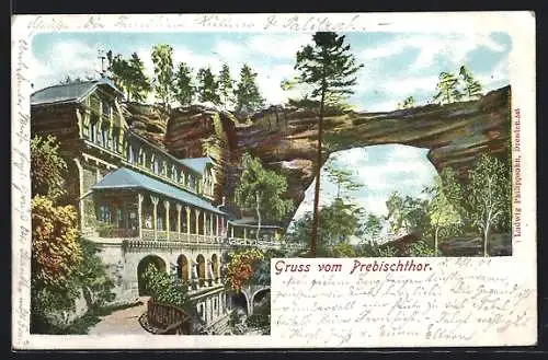 AK Prebischthor, Hotel und Steinformation