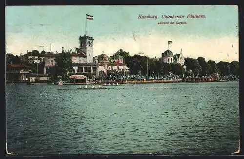 AK Hamburg-Uhlenhorst, Uhlenhorster Fährhaus während der Regatta
