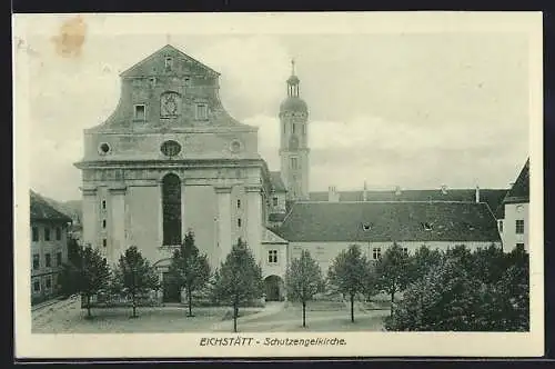 AK Eichstätt, Schutzengelkirche mit Strassenpartie