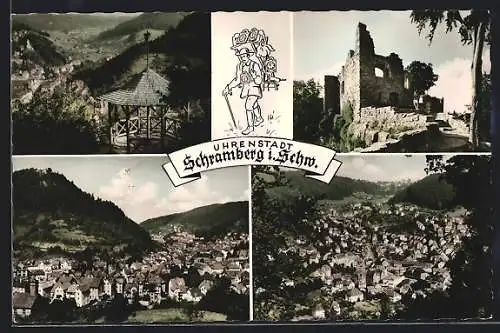 AK Schramberg i. Schw., Burgruine und Ortsansicht aus der Vogelschau