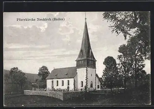 AK Neukirch /Baden, Pfarrkirche und Friedhof