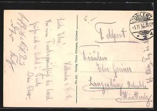 AK Vallendar am Rhein, Ortsansicht aus der Vogelschau