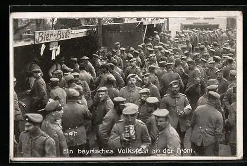 AK Uniformierte Soldaten auf einem bayrischen Volksfest an der Front