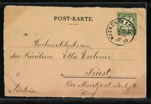AK München, König und Königin, Weihnachtskarte vom Sprachenverein, 1904