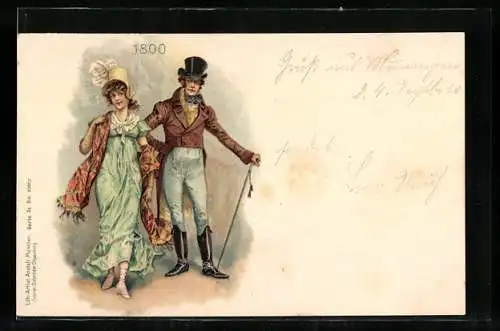 Lithographie Ein Ehepaar im Biedermeier-Stil, 1800