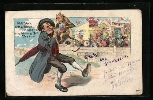 AK Affe auf dem Jahrmarkt