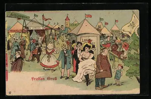 AK Volksfest, Rutschbahn, Kasperle Theater und viele weiter Zelte mit Attraktionen