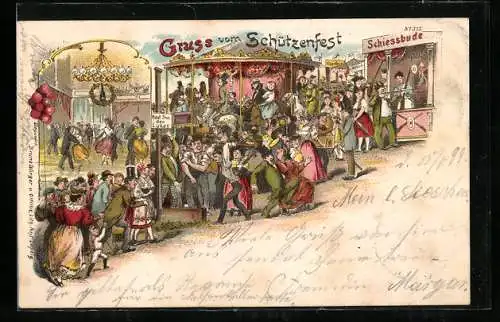 Künstler-AK Bruno Bürger & Ottillie Nr.373: Kerb, Schiessbude, Karussell und Haut den Lukas! auf dem Volksfest