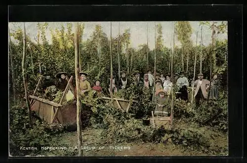 AK Kentish Hoppicking, A Group of Pickers