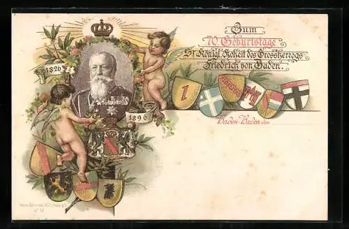 AK Zum 70. Geburtstag von Grossherzog Friedrich von Baden