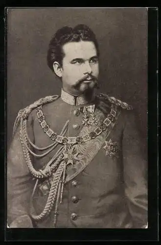 AK König Ludwig II. in Uniform mit Orden