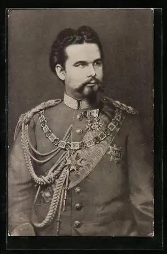AK Porträt Ludwig II. in Uniform mit Orden