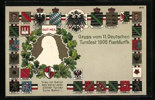 AK Treu im Geist des Vater Jahn..., Deutsche Wappen