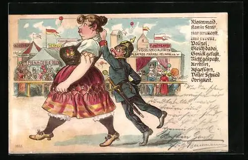 AK Volksfest, Polizist hält eine Frau fest