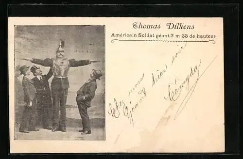 AK Thomas Dilkens, riesiger Amerikanischer Soldat in Uniform, 2,33m gross