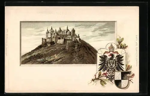 Passepartout-Lithographie Burg Hohenzollern, Wappen