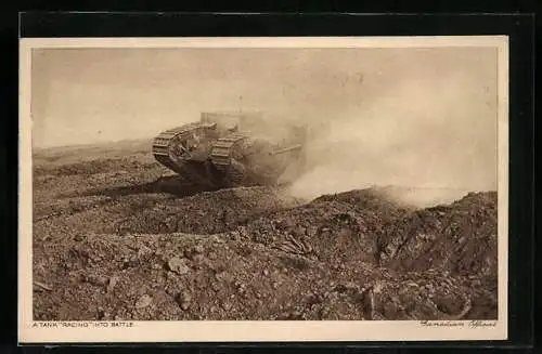 AK A Tank Racing Into Battle, britischer Mark I Panzer im Gefecht