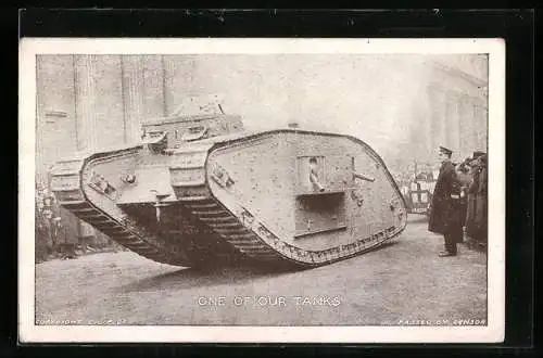 AK Ein britischer Panzer bei einer Militärparade