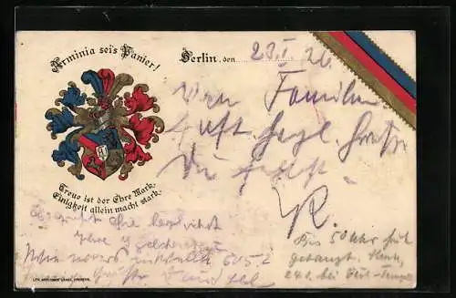 AK Berlin, Studentenwappen der Arminia, rot-blaue Farben