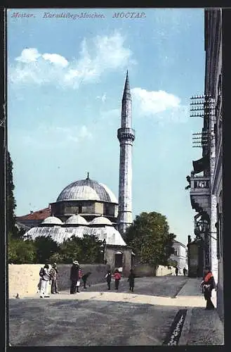 AK Mostar, Strassenpartie an der Karadzibeg-Moschee