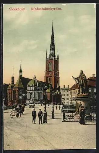 AK Stockholm, Riddarholmskyrkan mit Denkmal